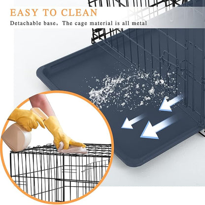 30 Inch Dog Crate for Small Dog, Metal Wire Pet Dog Cage for Small Animals Rabbit Indoor Outdoor Foldable Metal Dog Kennel with Divider Panel, Leak-Proof Plastic Pan