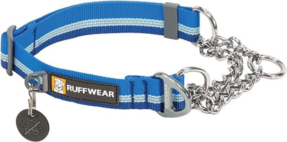 Ruffwear, Chain Reaction Dog Collar, Adjustable Reflective Martingale Escape-Proof Collar with Stainless Steel Chain, Professional Training Control, Blue Pool, 14"-20"