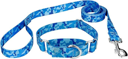 Country Brook Petz - Blue Bone Camo Martingale Dog Collar and Leash - Camouflage Collection Featuring Rugged Designs (1/2 Inch, 2XS)
