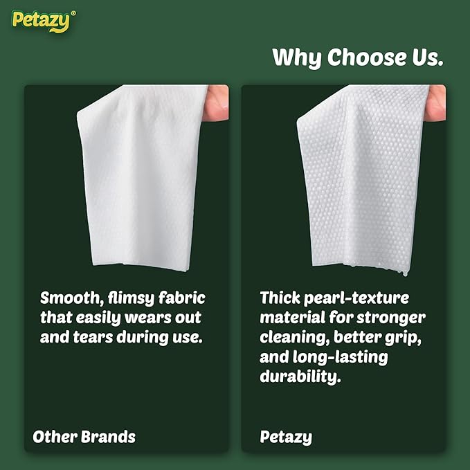 Petazy Dog Wipes for Paws and Butt – 100 Count (8x8in) Hypoallergenic, Deodorizing Pet Wipes for Dogs and Cats | Extra Large, Plant-Based, Chamomile Scented | Travel Size, Single On-the-Go Pack