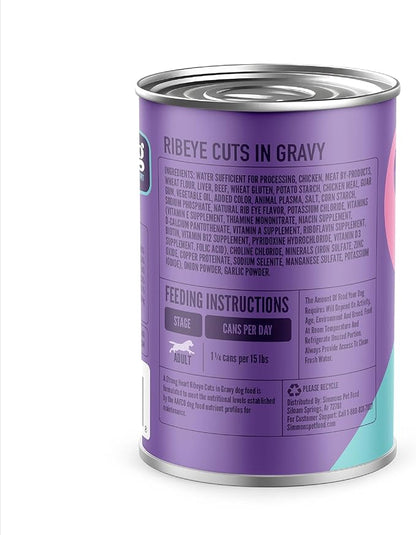 A Strong Heart Wet Dog Food, Ribeye Cuts in Gravy, Made with Real Beef, Made in The USA, 13.2 oz Can (Pack of 12)