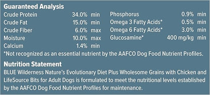 Blue Buffalo Wilderness High Protein Natural Adult Dry Dog Food Plus Wholesome Grains, Chicken 11-lb