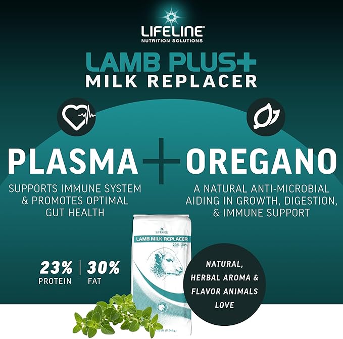 ANNUSO LIFELINE Lamb Plus+ Milk Replacer, 25lb Bag - 23% Protein & 30% Fat - Enhanced with LifePulse for Added Support - Encourages Immune, Digestive & Respiratory Health - Easy-Mix Powder