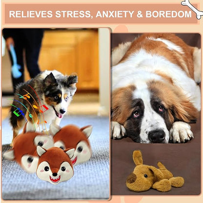 BABORUI Interactive Dog Toys Fox, Jumping Squeaky Dog Toys with Recording and Music Modes, Rechargeable Moving Dog Chew Toys for Small/Medium/Large Dogs to Keep Them Busy(Fox)