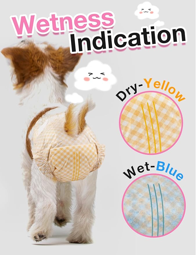 Dono Dog and Cat Diapers Female-40PCS, Disposable Female Dog Period Diaper for Heat with Wetness Indicator, Super Absorbent Doggie Puppy Diapers Female for XXS,Small Medium Large Dogs