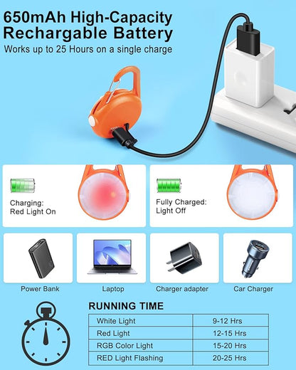 2 Pack Dog Collar Light, 4 Modes Clip On Dog Lights for Night Walking, Glow in The Dark LED Pet Collar Charm, Rechargeable Pet Camping Essentials for Nighttime Running, Cycling, Hiking(Orange)
