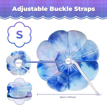 Flower Cat Cone, Uadonile Adjustable Cat Cone Collar, Soft Dog Elizabethan Collar Recovery E Collar After Surgery, Recovery E-Collar for Kittens/Puppies and Cats Recovery(Tie-dye Purple Blue, S)