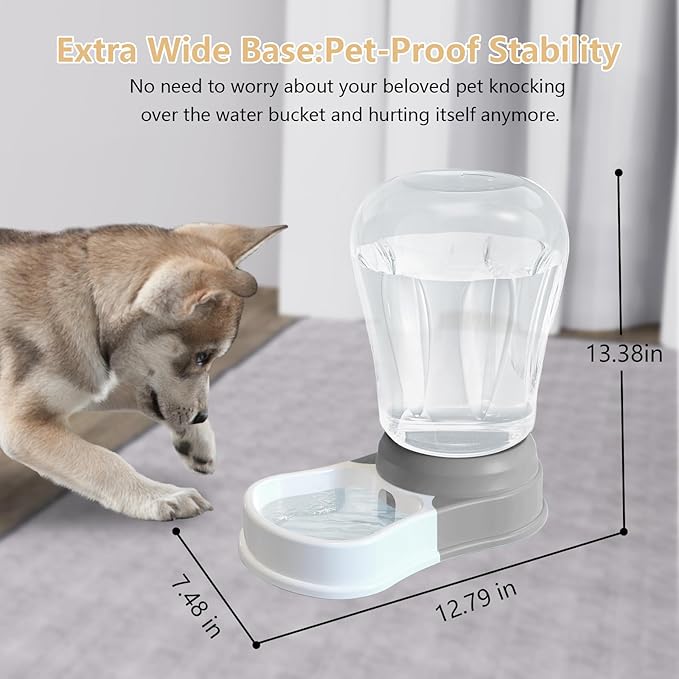 STALTWO 1.6 Gallon Automatic Dog Water Dispenser, Large Capacity Gravity Pet Water Bowl for Multiple Pets, BPA-Free Cat Water Feeder for Large Dogs, Refill Less Often, Grey