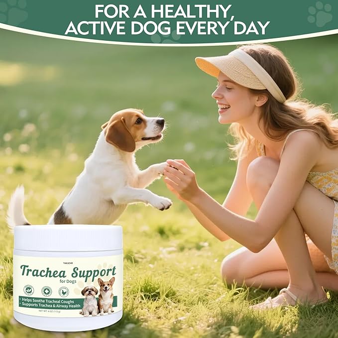 Yakucho Trachea Support for Dogs, Herbal Respiratory Supplement for Small Dogs, Supports Smooth Breathing & Throat Comfort, Daily Airway Support for Coughing Dogs, Chicken Liver Flavor - 4 oz
