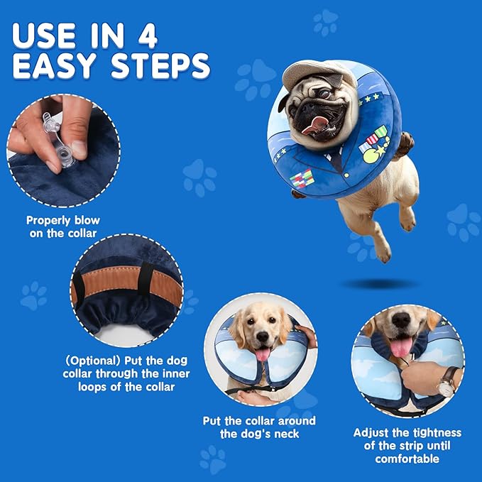 Soft Dog Cone Alternative - Adjustable Recovery Collar for Post-Surgery, Neck Donut E-Collar for Small Medium Large Dogs, Comfy Elizabethan Substitute