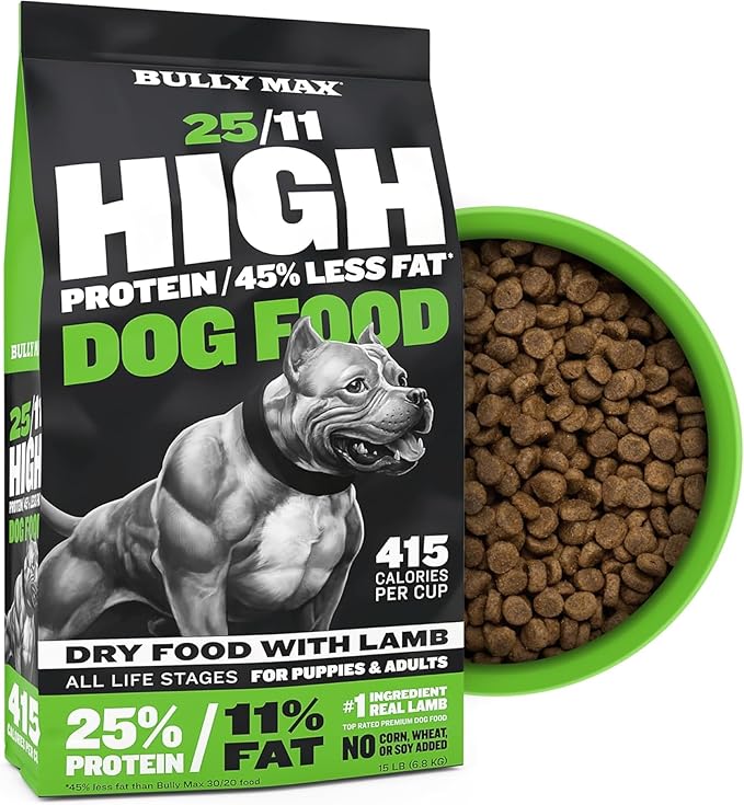 Bully Max 25/11 High Protein 45% Less Fat Dog Food & Small Breed Tablets Bundle - Lamb-Based Dry Dog Food + Immune & Digestive Support Vitamins Supplement for Small Breeds - Complete Daily Nutrition