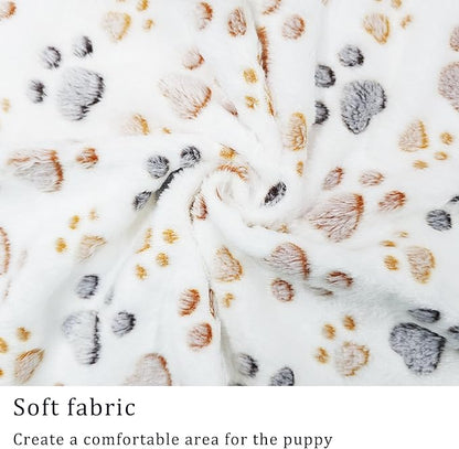 1 Pack 3 Blankets Super Soft Fluffy Premium Fleece Pet Blanket Flannel Paw Printed Throw for Dog Puppy Cat (Small 23x16'', Beige, Grey, Navy)