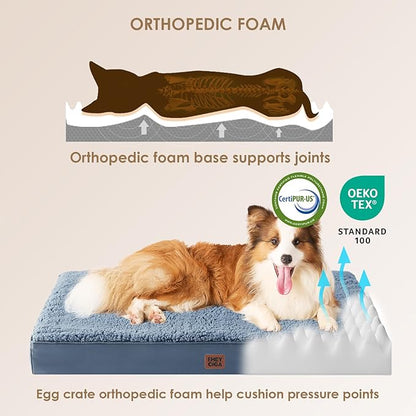 EHEYCIGA Orthopedic XL Dog Beds for Extra Large Dogs with Removable Washable Cover for Crate,Spa Blue,41x27