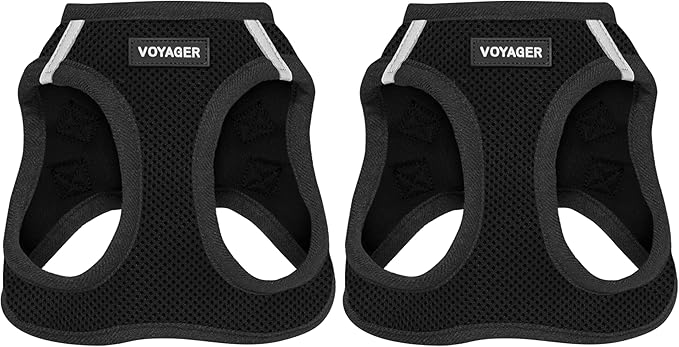 Voyager Step-in Air Dog Harness w/Leash - All Weather Mesh Step in Vest Harness for Small and Medium Dogs by Best Pet Supplies - Black, M (Pack of 2)