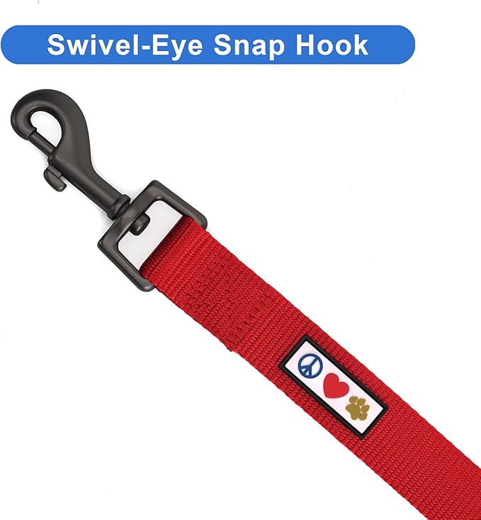 Pawtitas Personalized 6 ft Red Dog Leash XXS/Cat Custom Name and Phone Embroidery Strong Nylon Leash for Small Breeds
