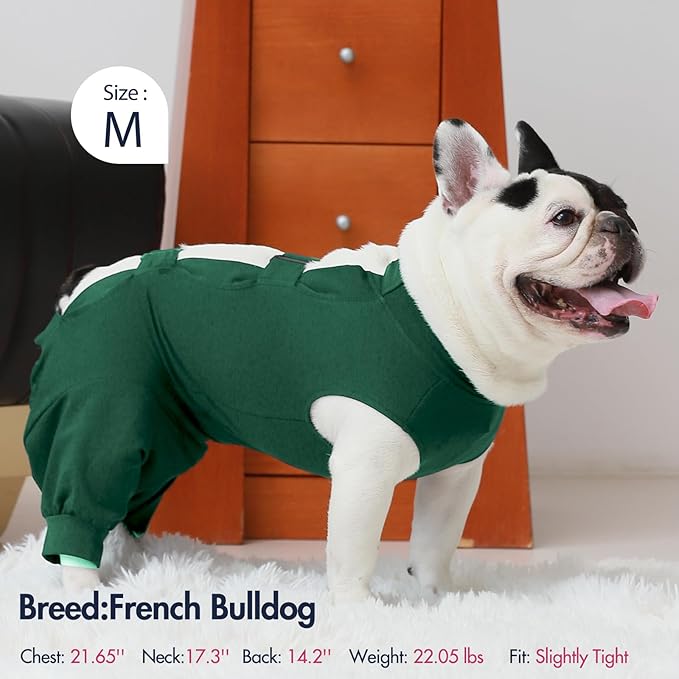IECOii Dog Surgery Suit, Male/Female Neuter/Spay Recovery Onesie, Cone Alternative, Breathable Cotton & Spandex, XXL-Green, 36 inches