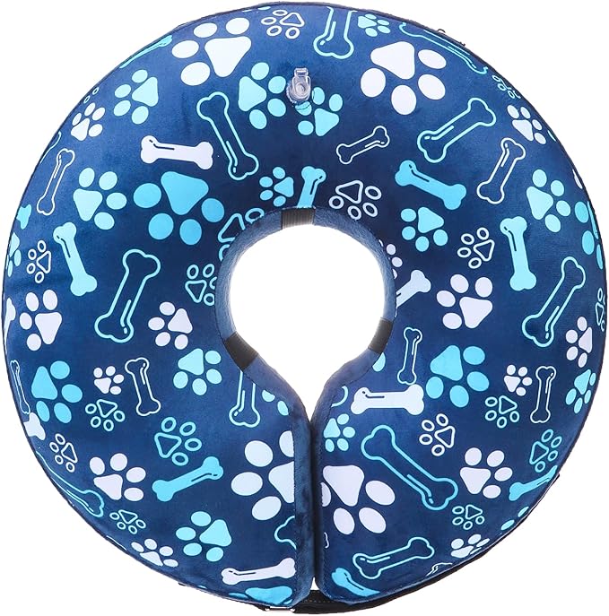 BEAUTYZOO Inflatable Dog Cone Collar, Recovery Dog Cone After Surgery, Adjustable Blow up Dogs Donut Collar, Pet Recovery Collar for Dogs,Navy Blue M