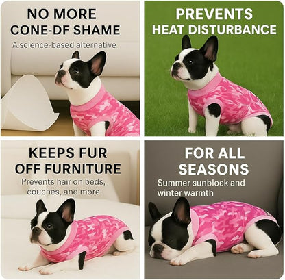 PetWarm Dog Surgery Recovery Suit Male, Pet Surgical Recovery Onesies Suit Surgery Suit for Dogs Professional Dog Abdominal Wounds Bandages, Camouflage Pattern, Pink, S