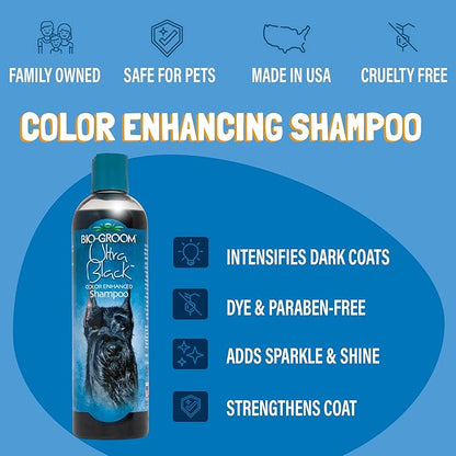 Bio-Groom Ultra-Black Dog Shampoo – Color Enhancing Pet Shampoo, Dog Bathing Supplies, Puppy Wash, Dog Grooming Supplies, Cruelty-Free, Made in USA, Coat Brightener Shampoo – 12 fl oz 1-Pack