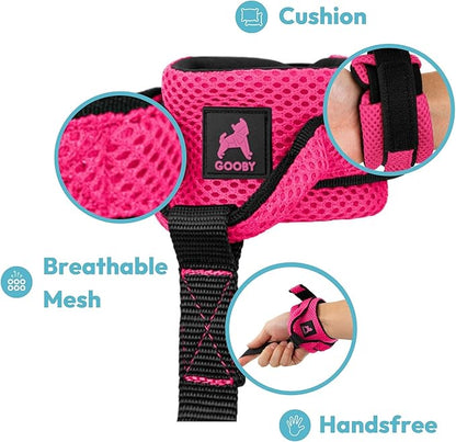 Gooby Soft Mesh Wrist Band Surfer Leash - Flamingo Pink, 6 FT - Comfortable Hands Free Leash with Elastic Band for Small, Medium and Large Dogs
