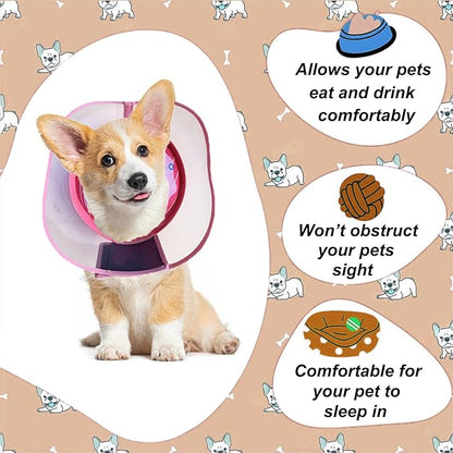 Inflatable Dog Cone Collar for Large Medium Small Dogs to Stop Licking, Soft Dog Cone Alternative Donut Collar After Surgery (Pink, S)