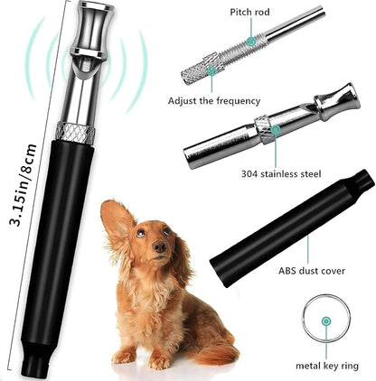 Dog Training Kit,Dog Whistle to Stop Barking Neighbors Dog,Dog Clicker for Training,Adjustable Ultrasonic Silent Dog Whistle(Black).
