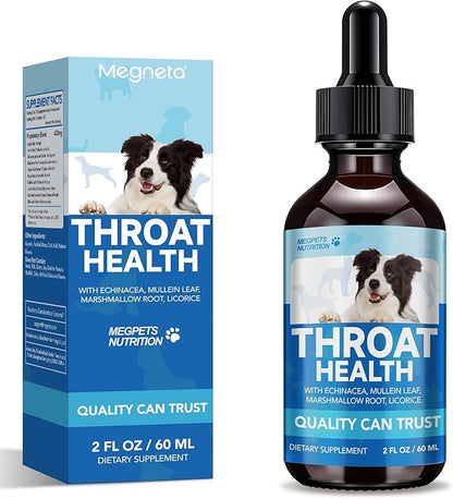 Throat & Respiratory Support for Dogs & Cats – with Marshmallow Root, Mullein Leaf & Licorice – Natural Herbal Formula – 2 fl oz