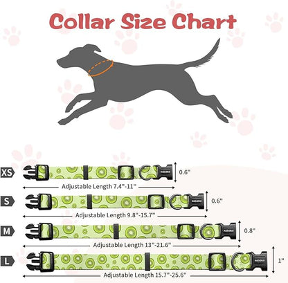 Kazazoo Dog Collar Cute and Soft Nylon Puppy Collar for Boy and Girl, Adjustable Dog Collars for Small Medium Dogs, Kiwi Fruit-M