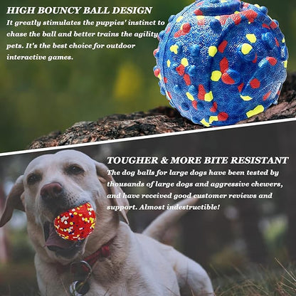 CAISHOW 2Pack Dog Ball Squeak Toys Indestructible Dog Ball Float On Water Fetch Bouncy Durable Solid Rubber Ball for Puppy Small and Medium Dogs Playing Toys (Bell Ball 2Pcs)