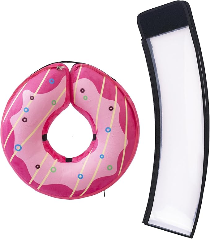 Transparent Shield Accessory for Inflatable Dog Cone Collar,Clear Shield Replacement with Zipper, Paired with MARIYAGO Inflatable Dog Donut Collar for Use (Blak Transparent, Large)