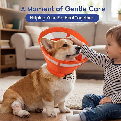 ASENKU Dog Cone Collar, Protective Recovery Dog Collar After Surgery, Comfy Adjustable Cone for Dogs to Stop Licking, Pet E-Collar for Small, Medium & Large Dogs(Orange, L)