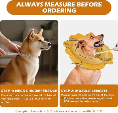 IEUUMLER Inflatable Recovery Dog Collar, Protective Donut Cone, Adjustable Soft Collar for Dog and Cat After Surgery Prevent from Biting & Scratching EU002 - Blue Demon L+