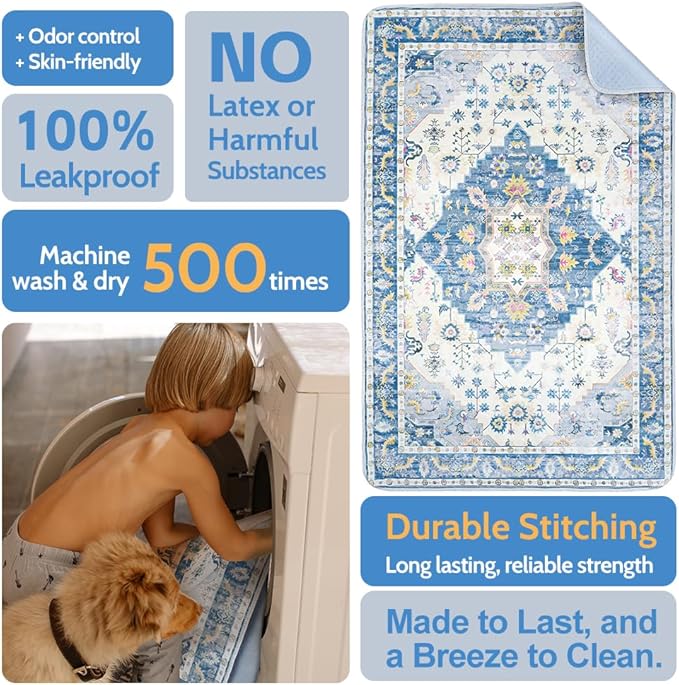 Washable Pee Pads for Dogs 2 Pack Reusable Puppy Training Pads 36"x36" Super Absorbent Waterproof Dog Training Pads, Non-Slip Potty Pads Whelping Pads Litter Mat Pet Supplies - Orange/Mix