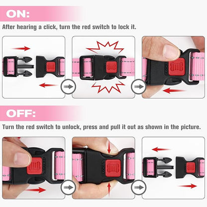 Joytale Martingale Collar for Dogs, Reflective Heavy Duty for Safety, Quick Release Buckle, Adjustable Nylon Collars for Puppy and XSmall Dogs Walking Training, Pink, XS
