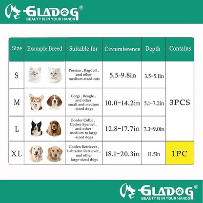 GLADOG Soft Cone Collar, 3 PCS (XL is Only 1 PCS) Flexible Plastic Cone for After-Surgery Recovery, Adjustable E-Collar for Large/Medium/Small Dogs and Cats