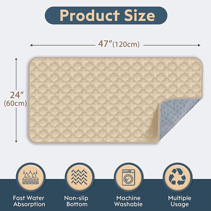 FunFurry Washable Guinea Pig Cage Liner - 4 Pack Reusable Washable Pee Pads，Waterproof Guinea Pig Bedding for Small Animal - Rabbit Bunny Hamster Puppy (Cream, 24" X 47" - 4 Pack)