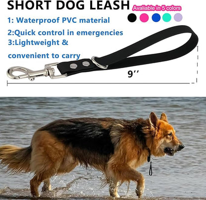 Short Dog Leash - 9 Inch Dogs Lead Grab Tab Heavy Duty Waterproof PVC Dog Training Traffic Leashes for Safety Control Behavior Correction Hiking Backup & All Breeds (Blue, 9'')