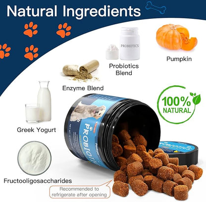 Probiotics for Dogs, Dog Probiotics for Yeast, Itchy Skin and Itchy Ears, Digestive Enzymes with Prebiotics for Digestive Health, Probiotic Chews for Dogs Support Immunity Health - (Chicken 240 Ct)