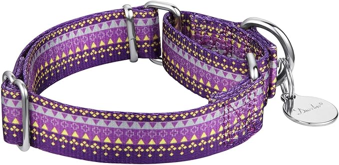 Martingale Dog Collars Escape - Proof - No Pull Pet Collar Silky Soft for Medium and Large Dogs (Dark Purple & Yellow,L)