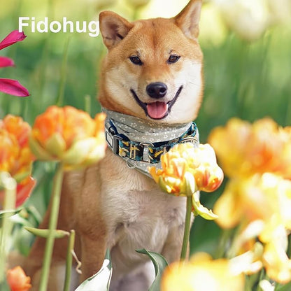 Martingale Collar for Dogs Floral Dog Collars for Small Medium Large Dogs with Buckle Adjustable Soft Nylon Dog Collar (Luxury Golden Flowers, Large)