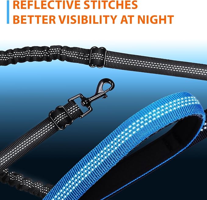 SparklyPets - Hands Free Dog Leash with Reflective Stitches - Waist Leash for Dog Walking, Hiking, Training, Jogging, Canicross, Running - For Small Dogs