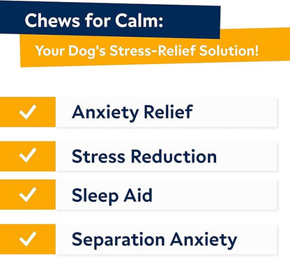 Advanced Calming Chews for Dogs - Hemp Chews and Melatonin - Anxiety Relief - Sleep Aid - Relaxing Treats - Stress Relief During Fireworks, Storms, Thunder, Barking - Made in USA - Bacon - 60ct