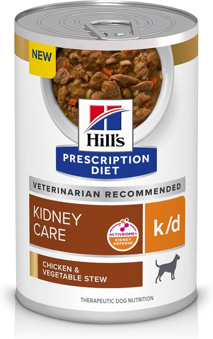 Hill's Prescription Diet k/d Kidney Care Chicken & Vegetable Stew Wet Dog Food, Veterinary Diet, 12.5 oz. Cans, 12-Pack