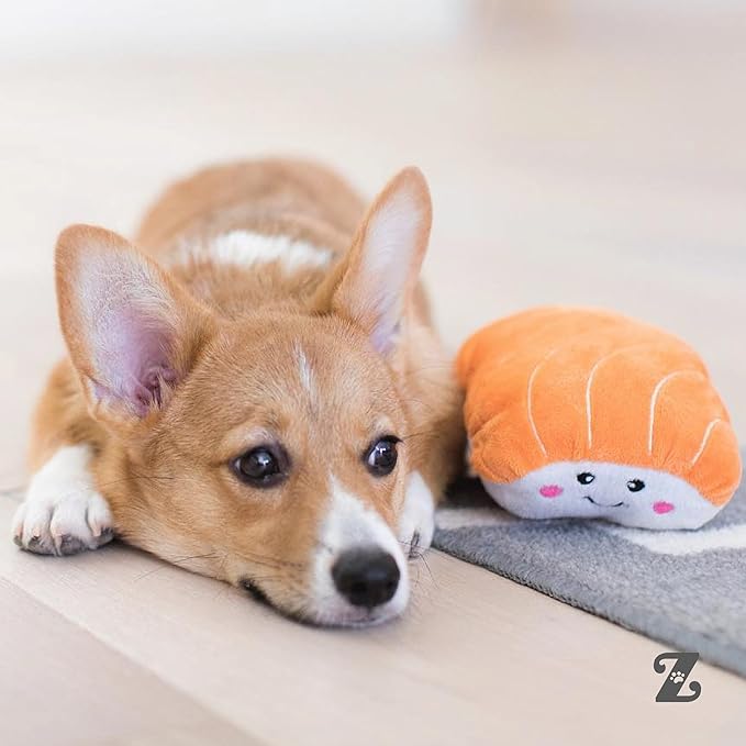 ZippyPaws NomNomz - Dog Squeaky Toys to Keep Them Busy, Funny Food Plush for Small & Medium Dogs, Cute Stuffed Puppy Toy, Pet Products, Gift for Dogs of All Breeds, Soft and Cuddly - Sushi