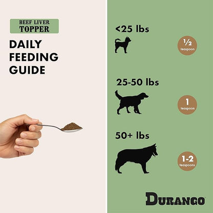 Durango Dog Food Topper – Real Beef Liver Meal Topper for Dogs, High-Protein Kibble Topper for Picky Eaters | Limited-Ingredient, Grain-Free, Made in USA, 60 Servings, 8 oz Tin