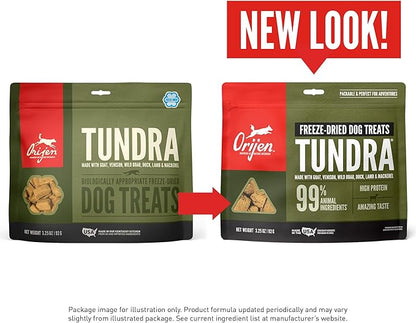 ORIJEN Grain Free High Protein Freeze Dried Dog Treats Tundra Recipe 3.25oz Bag