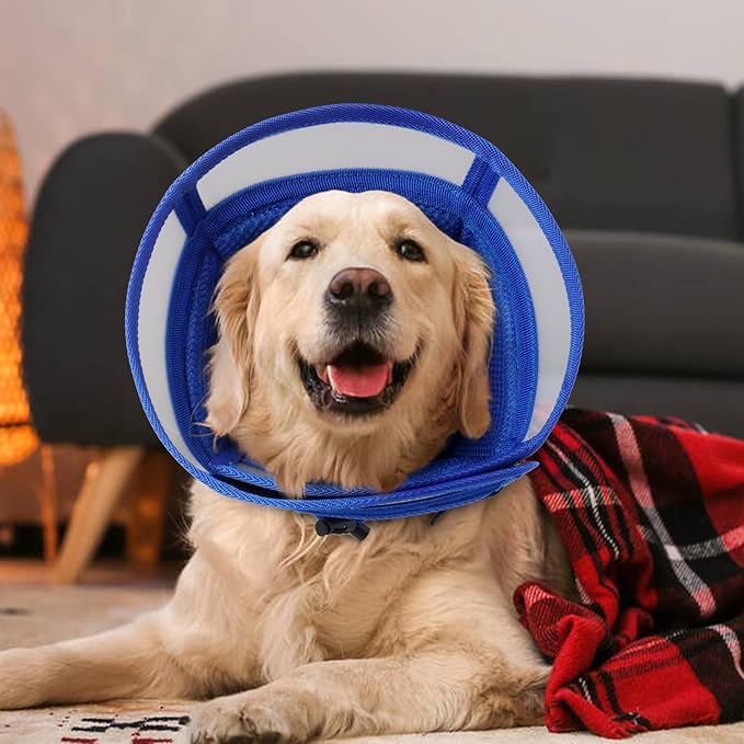 Dora Bridal Dog Cone Collar for Large Dogs After Surgery, Soft Comfy Recovery Pet Cone Alternative, Adjustable Elizabethan Collar for Dogs to Stop Licking, Blue, L