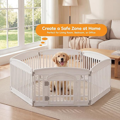 NEWBULIG Dog Playpen 6-Panel, 24IN Puppy Playpen, Stable Dog Play Pen Indoors/Outdoor with Secure Locking Door, Plastic Pet Fence for Small & Medium Dogs