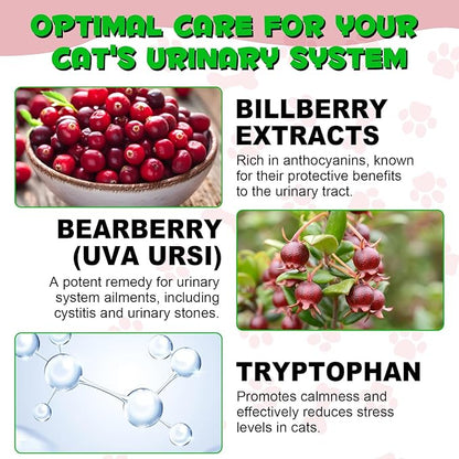 Urinary Tract for Cats, Natural Cat Urinary Tract Infection Treatment Drops Supports Bladder, Kidney Stone, Cat UTI, Cranberry Kidney Bladder Support Supplement, Chicken Flavor - 60ml / 2.02oz-2PCS