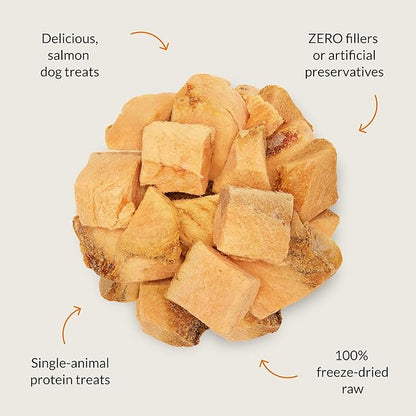 ULTIMATE PET NUTRITION Nutra Bites Freeze Dried Raw Single Ingredient Training Treats Food Topper for Dogs, 4 Ounces, Salmon